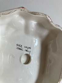 Aardewerk vintage schaal met deksel in eend vorm. Italiaanse retro vogel pot