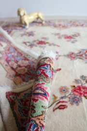 Groot handgeknoopt Perzisch tapijt met bloemen. Oosters vintage kleed, Kirman/Kerman