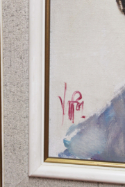 Origineel portret van een vrouw in vintage lijst. Authentiek schilderij,  Willem Jilts Pol?