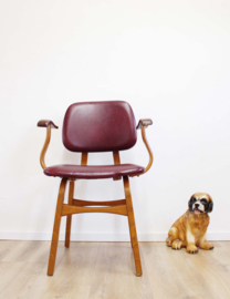 Houten vintage stoel met armleuningen. Mid Century design,  Pastoe?