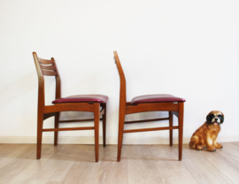 Set houten vintage stoelen. Mid Century retro eetkamerstoelen