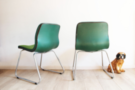 Set groene vintage stoelen, Hajime Oonishi. Retro design Spirit stoel voor Houtoku/Artifort