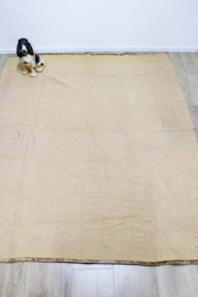 Grote beige / roest bruine vintage deken. Wollen retro sprei - 178 x 217 cm.