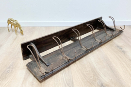 Antieke kapstok met waterspuwer haken, Frans? Vintage wandkapstok