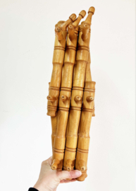 Houten vintage harmonica kapstok. Retro kapstokje / wandrek - Faux Bamboo