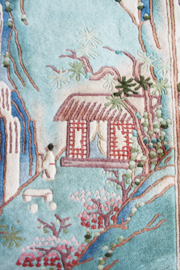 Handgemaakt Chinees tapijt. Oosters vintage vloerkleed met  landschap
