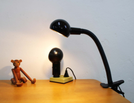 Zwarte  vintage klemlamp. Retro design lampje met buigbare hals