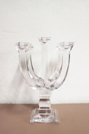 Glazen vintage kandelaar. Vijfarmige  kandelaber van loodkristal.