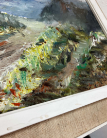 Origineel schilderij van een berglandschap. Impressionistisch tafereel / landschap