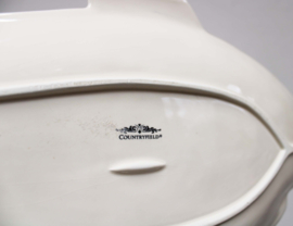 Keramieken vintage schaal in vis vorm. Stenen retro vissen bord