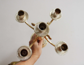 Vintage messing (?) kandelaar. Goudkleurige Regency kaarsenhouder