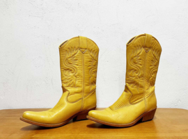 Geel lederen cowboy boots - DW\\RS - maat 39. Gele leren laarzen / Western boots