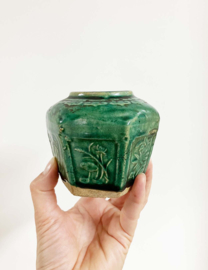 Groen vintage gemberpotje. Originele Oosterse pot / vaasje