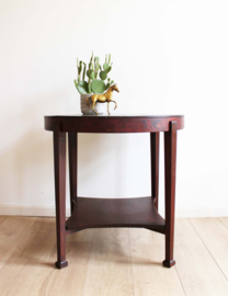 Ronde Art Deco tafel. Houten vintage salon / bijzettafel - Amsterdamse School