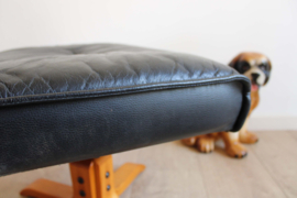 Vintage Ottoman met lederen kussen, Unico? Scandinavisch design voetenbank
