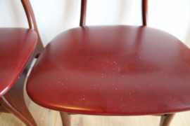 4 houten vintage eetkamerstoelen, Louis van Teeffelen for Wébé? Retro design stoelen.