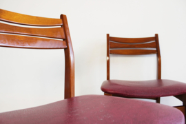 Set houten vintage stoelen. Mid Century retro eetkamerstoelen