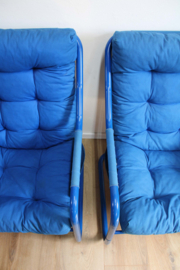 Set blauwe fauteuils - Mio ?  Deense retro design stoelen.