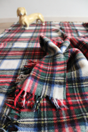 Geblokte wollen vintage deken.  Retro Tartan plaid / sprei met ruitjes