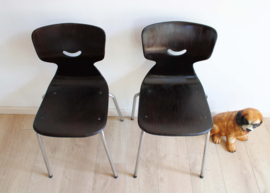 2 retro schoolstoelen - Smiley - Adam Stegner. Vintage  Galvanitas stoelen.