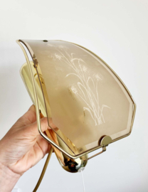 Hollywood Regency lampje,  glas/messing? Gouden vintage wandlamp