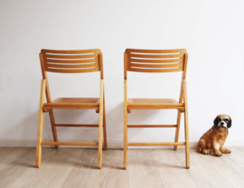 Set van 2 houten vintage klapstoelen. Retro folding chairs,  IKEA?