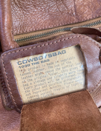Originele leren Cowboysbag. Bruin lederen tas / schooltas / duffelbag