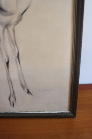Vintage 'schilderij'met hertje. Retro Bambi prent in lijst, Han van Meegeren