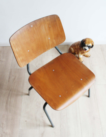 Industriële retro schoolstoel,  Kho Liang Ie? Hout/metalen vintage stoel