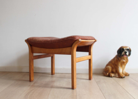 Vintage Ottoman met lederen kussen,  G-Möbel. Scandinavisch design voetenbank
