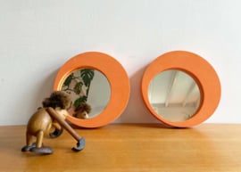 Set oranje vintage spiegels - Horten - Ikea. Retro design spiegeltjes