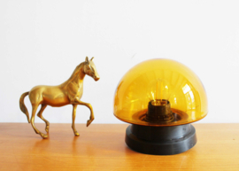 Bruin/geel glazen vintage plafondlamp. Retro lampje / plafonniere