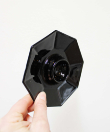 Set zwart glazen vintage eierdopjes - Arcoroc -France - Octime. 4 retro eierdoppen.