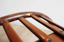 Houten vintage barkruk - Ligna / Thonet. Retro kruk met rugleuning