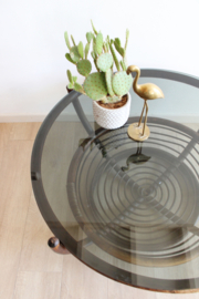Ronde vintage Manou  salontafel. Rotan retro tafel uit de '70's.
