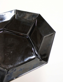 Set zwart glazen vintage fondueborden- Arcoroc -France Octime. 6 retro bordjes