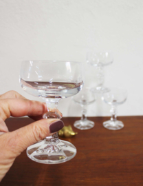 4 kristallen champagne coupes. Set vintage wijnglazen