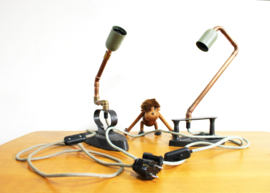 Set unieke tafellampen in Steampunk stijl. Industriele strijkijzer lampen