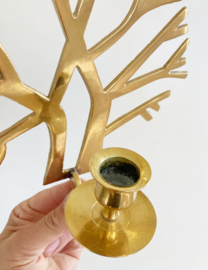 Messing wandkandelaar met levensboom. Vintage kandelaar - brass