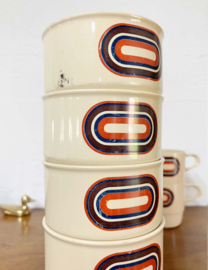 Vintage campingservies - rosti Mepal. 7 retro bekers en kopjes.