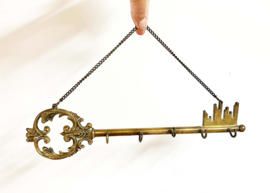 Vintage messing sleutelhanger.  Grote klassieke sleutelhouder / kapstokje