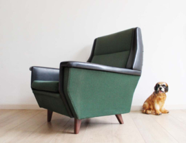 Groene vintage fauteuil. Retro design Mid Century stoel, evt 2