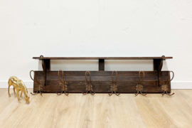 Antieke kapstok met waterspuwer haken, Frans? Vintage wandkapstok