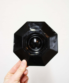 Set zwart glazen vintage eierdopjes - Arcoroc -France - Octime. 4 retro eierdoppen.