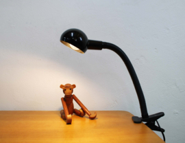Zwarte  vintage klemlamp. Retro design lampje met buigbare hals