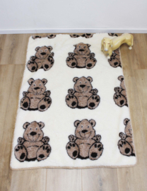 Wollen vintage deken met beertjes. Retro sprei / babydeken