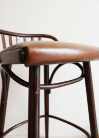 Houten vintage barkruk - Ligna / Thonet. Retro kruk met rugleuning