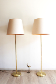 Set messing schemerlampen van Dijkstra. Twee vintage vloerlampen