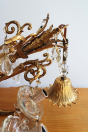 Goudkleurige vintage kroonluchter - "kaarsjes". Hollywood Regency hanglamp