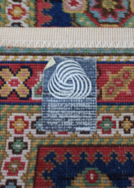 Lange vintage loper met Oosters decor. Wollen Boho tapijt / kleed